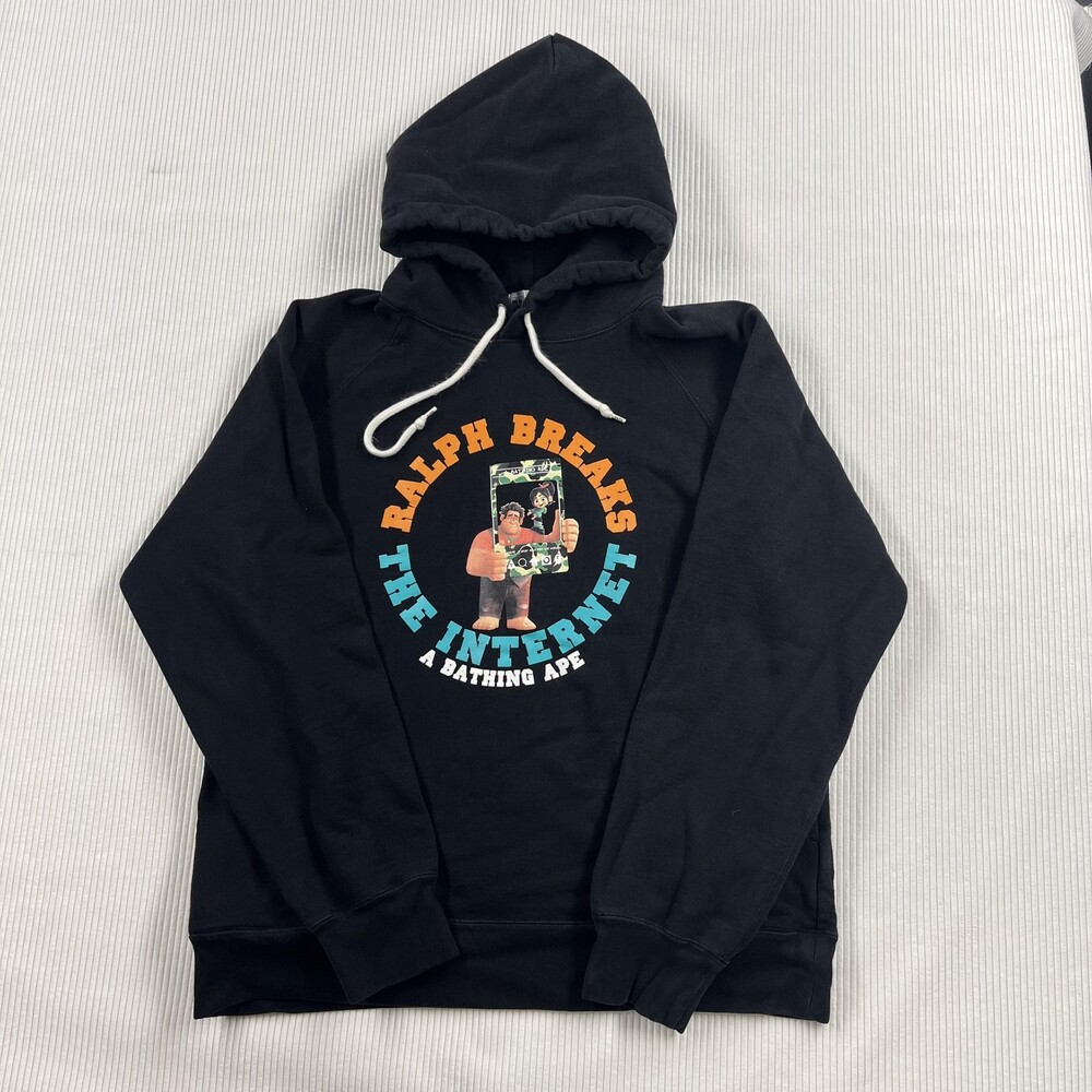 A Bathing Ape Hoodie Mens 2XL Black Ralph Breaks The Internet Graphic Sweatshirt